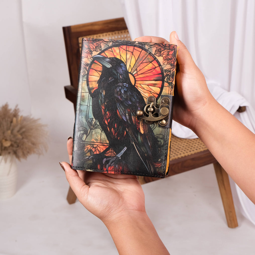Crow - Leather Journal Blank Vintage Notebook