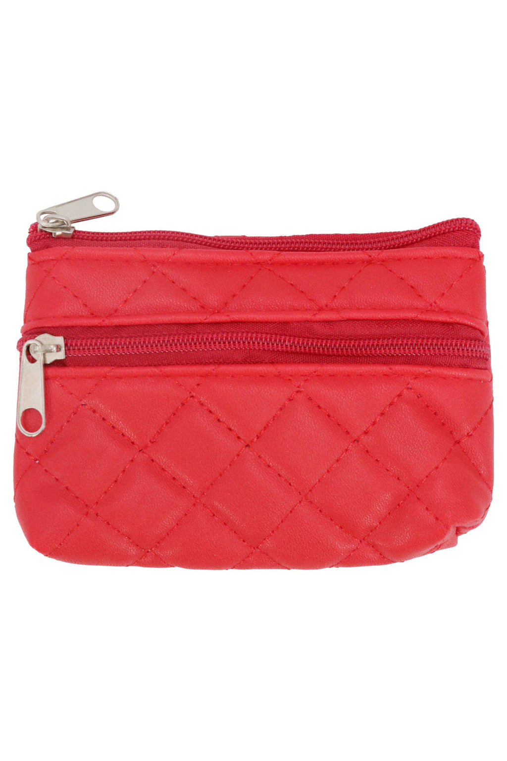 Diamond Quilted Double Zipper Coin Purse Bag