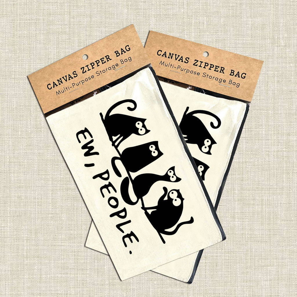 Cat Ew People Multi-Purpose Canvas Zipper Pouch