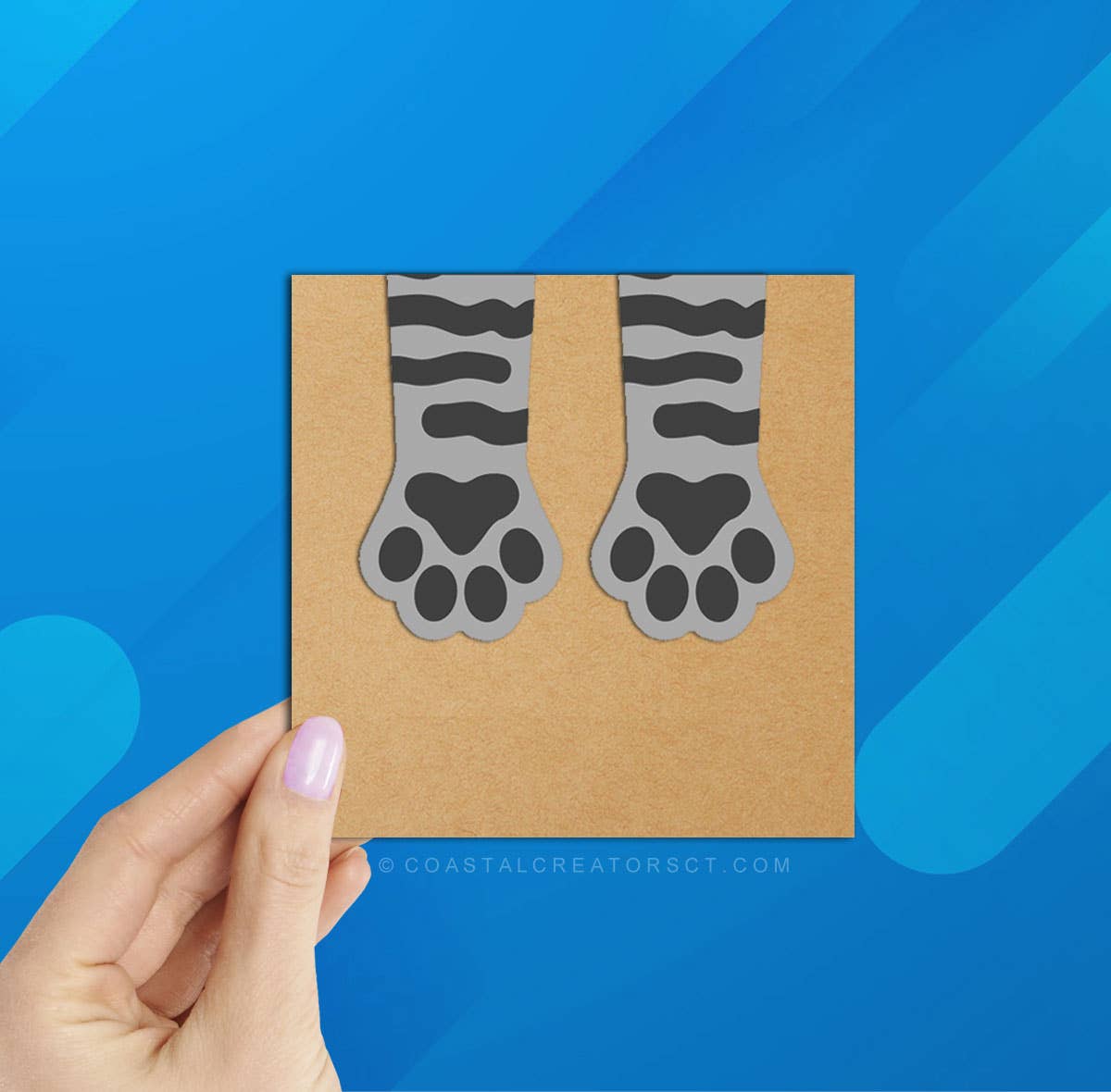 2-Pack Cat Paws Grey Striped Magnetic Bookmarks (Packaged)