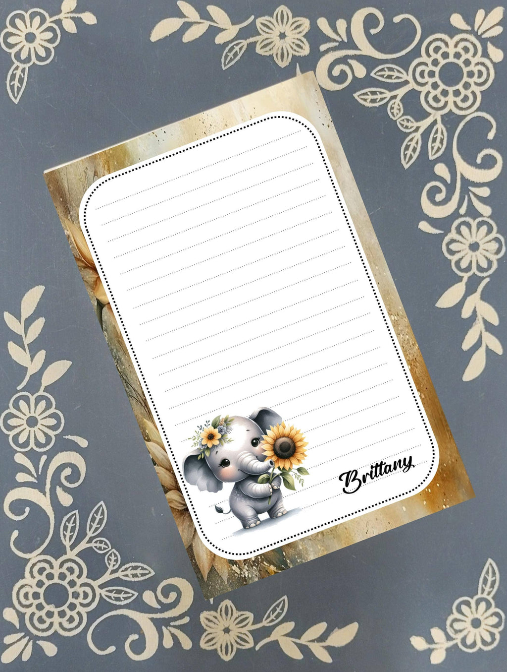 Notepad Elephant with a Sunflower, Stationery
