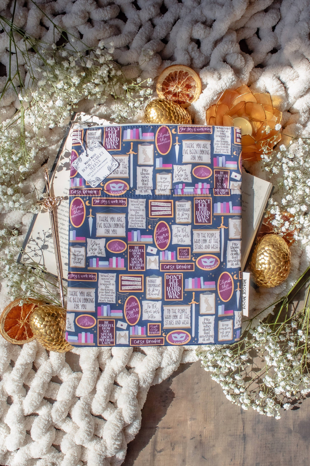 Water-Resistant Book / Tablet Sleeve | ACOTAR Quote Wall