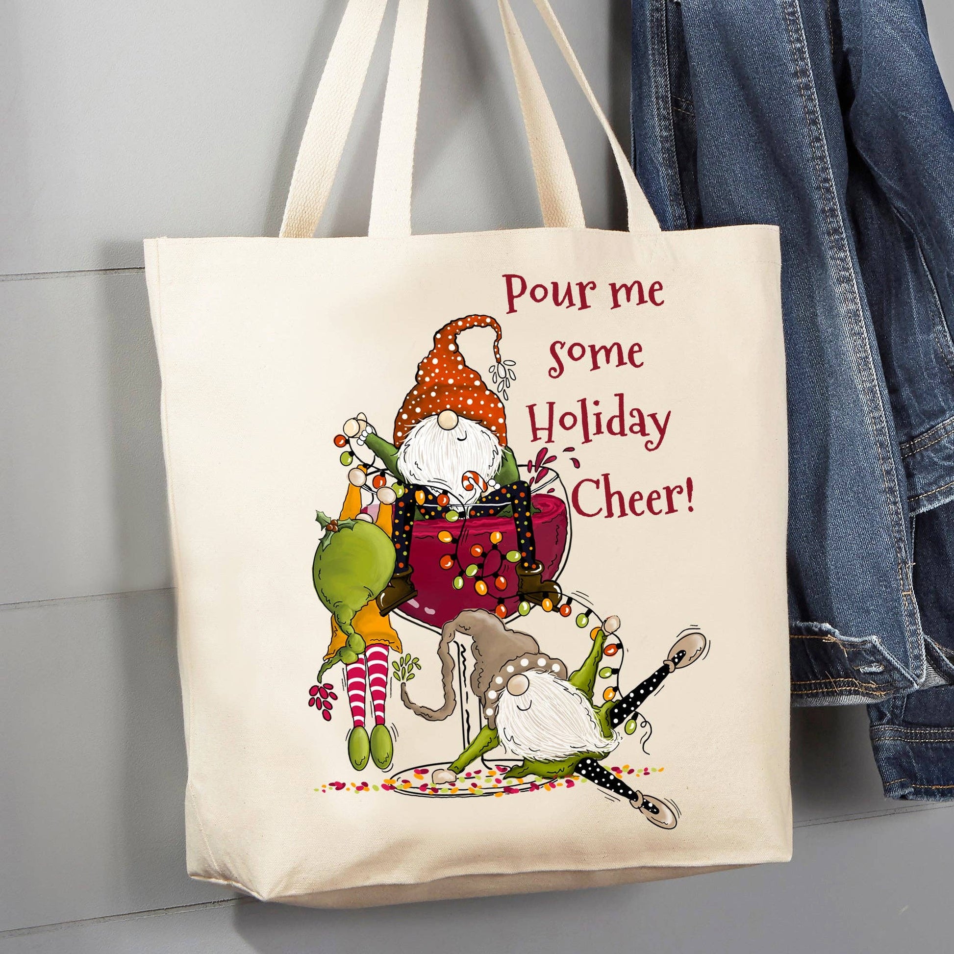 Christmas Pour Holiday Cheer Canvas Tote Bag