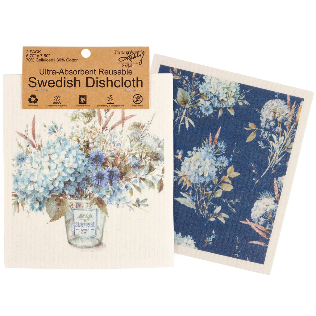 Blue Floral Swedish Dishcloth Set