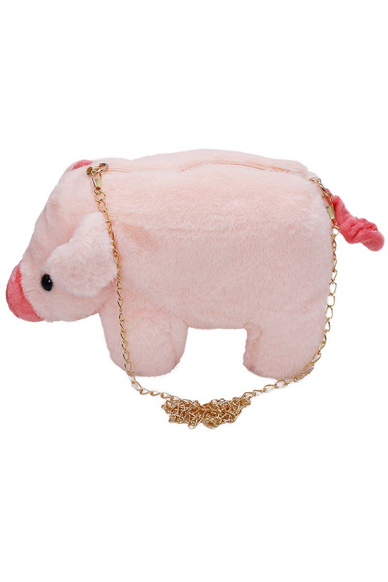 Chubby Piggy Fluffy Faux Fur Crossbody Purse Bag