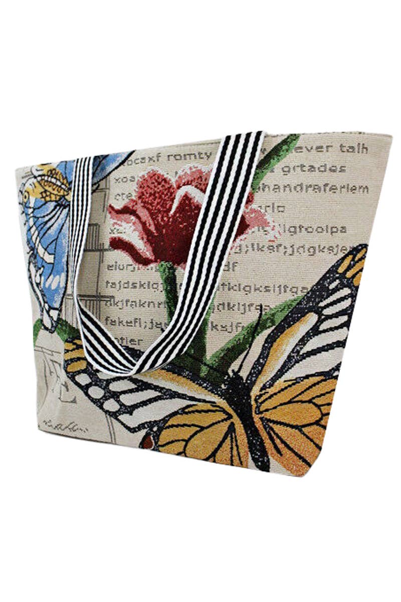 Butterfly Wonderland Tapestry Canvas Tote BLUE