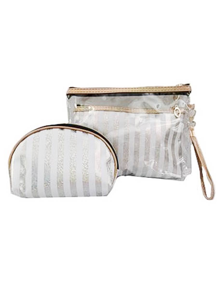 Toiletries Travel Set Striped Metallic 3-Pc