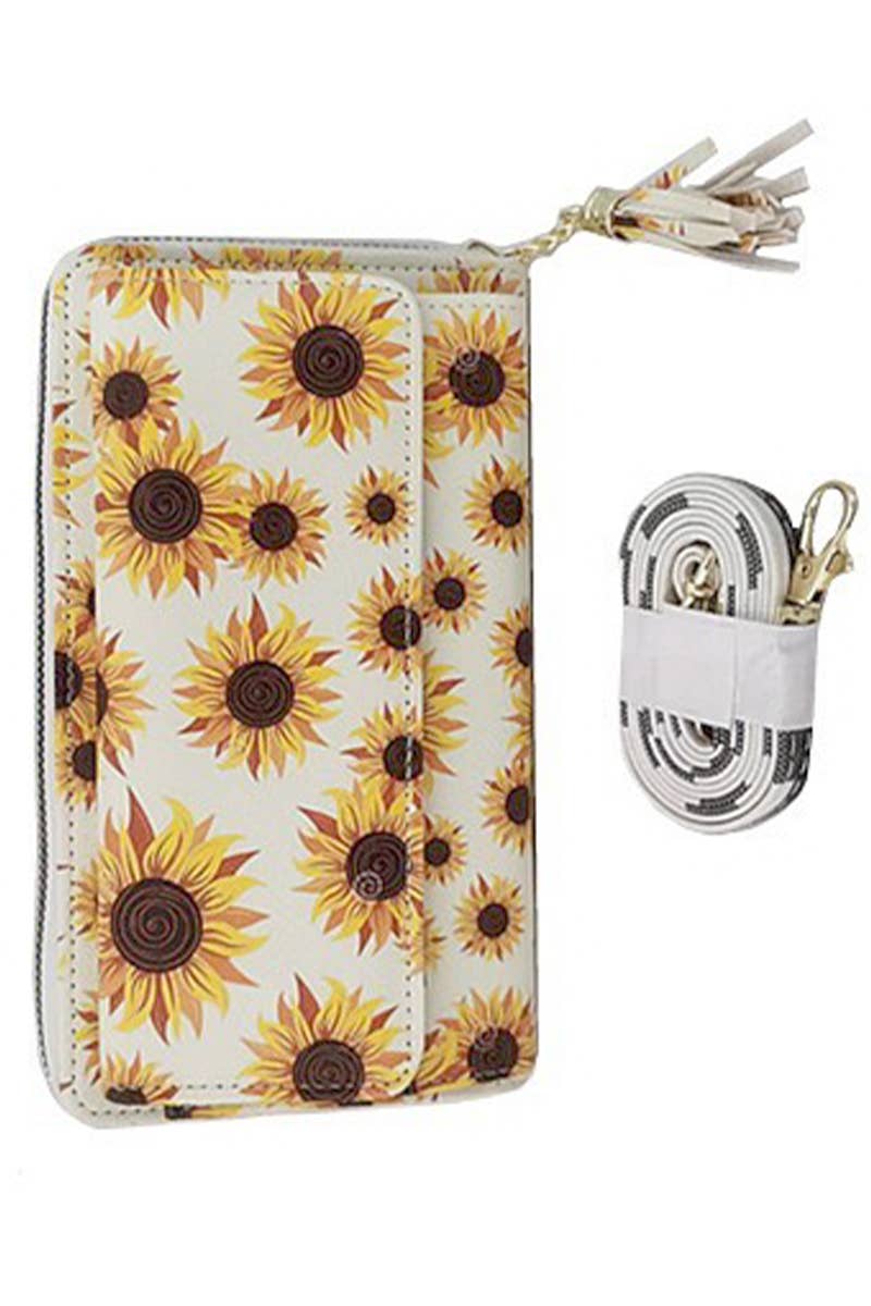 Sunflower Front Flap Clutch Evening Crossbody Bag