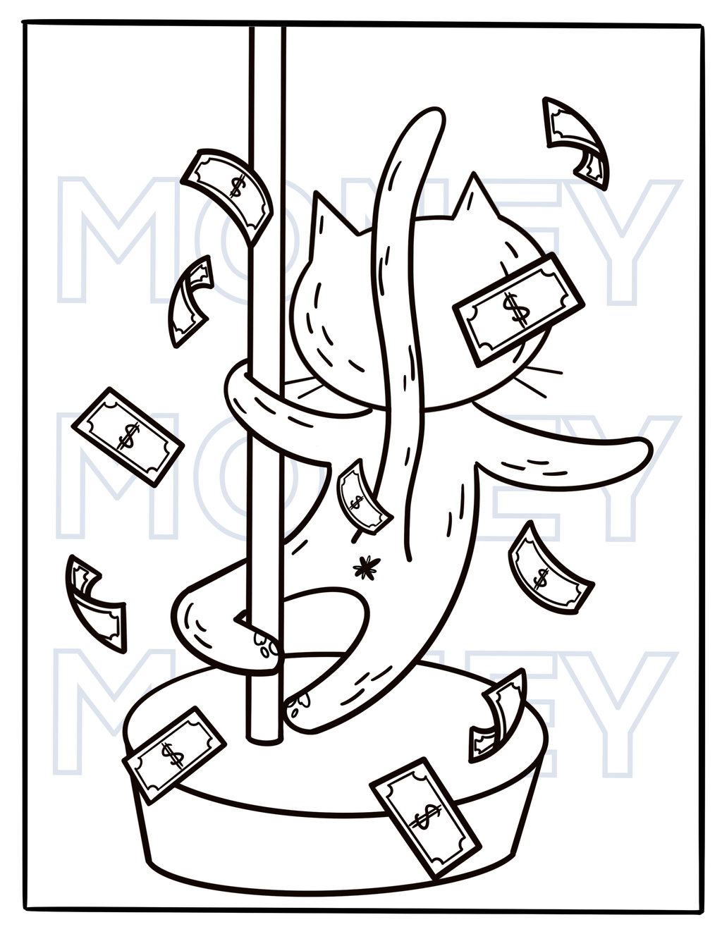 Funny Stripper Cat Coloring Sheets With Stackable Crayon
