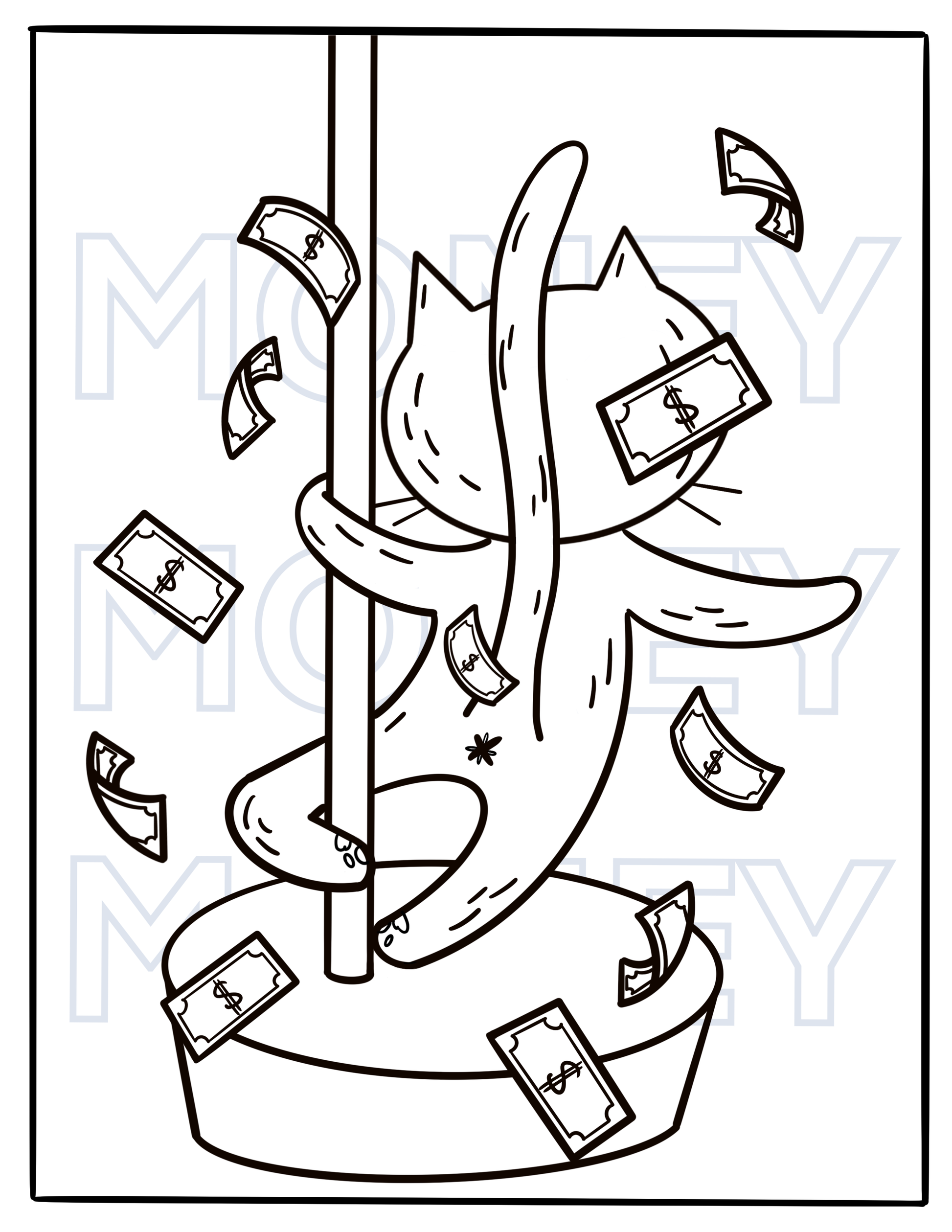 Funny Stripper Cat Coloring Sheets With Stackable Crayon