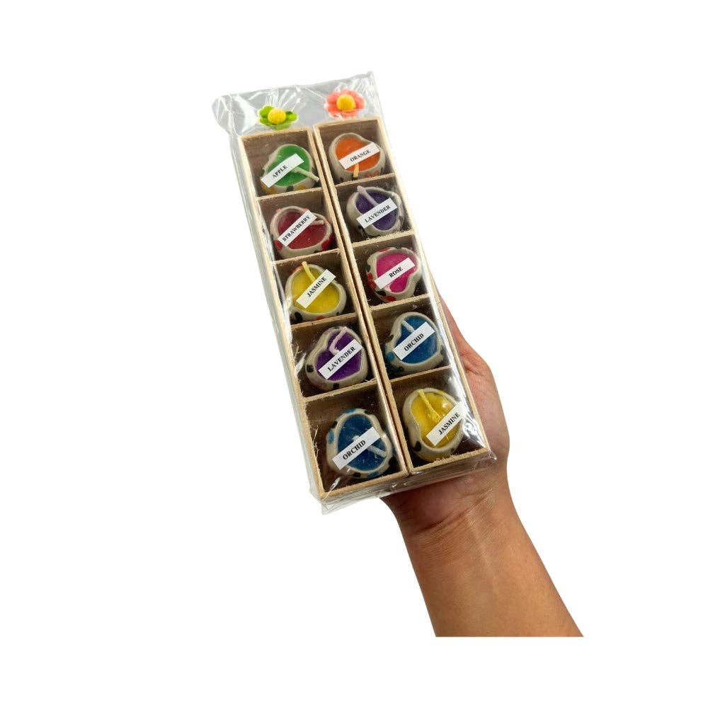 Mini Ceramic Heart Candles (10-Pack)