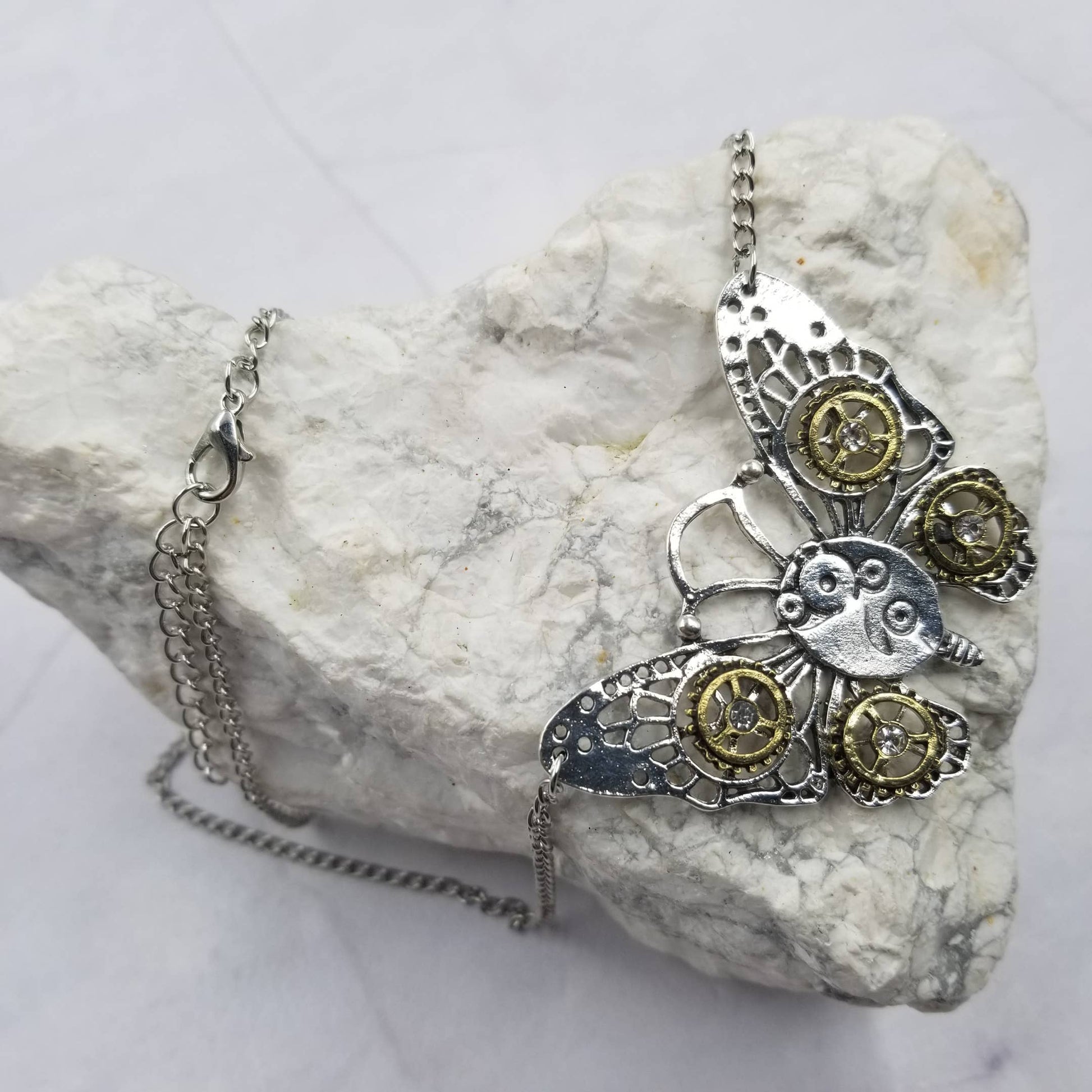 Creative Steampunk Gear Butterfly Necklace