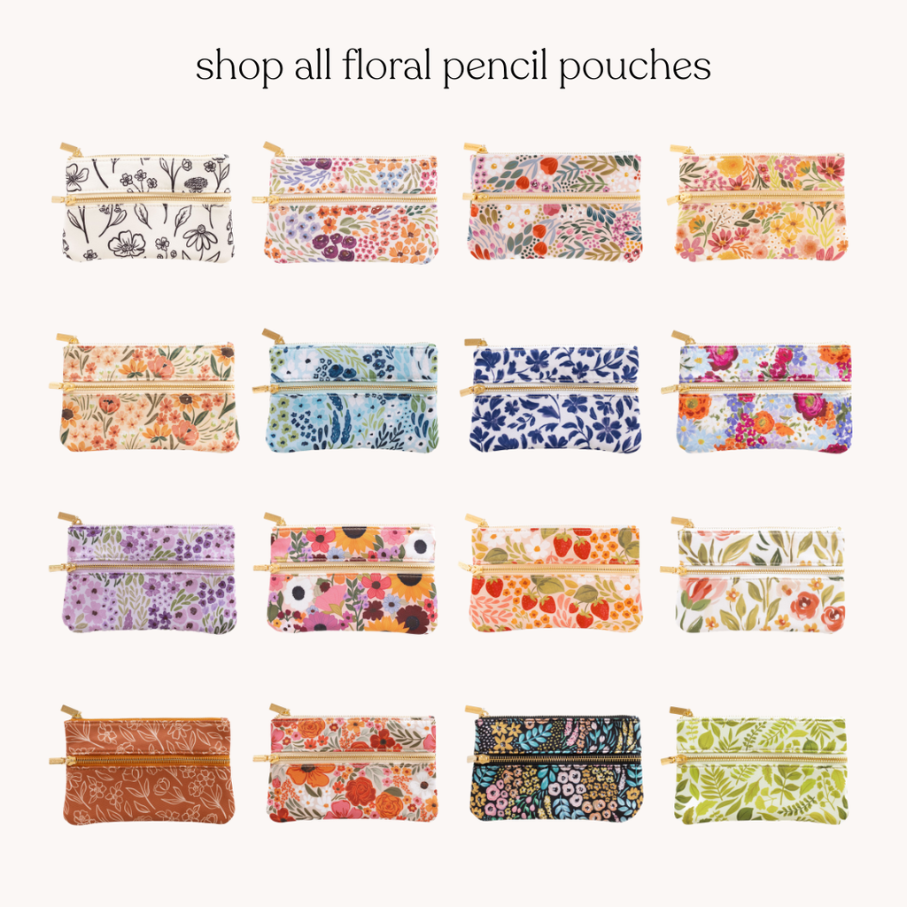 Terracotta Floral Pencil Pouch | Fall & Halloween