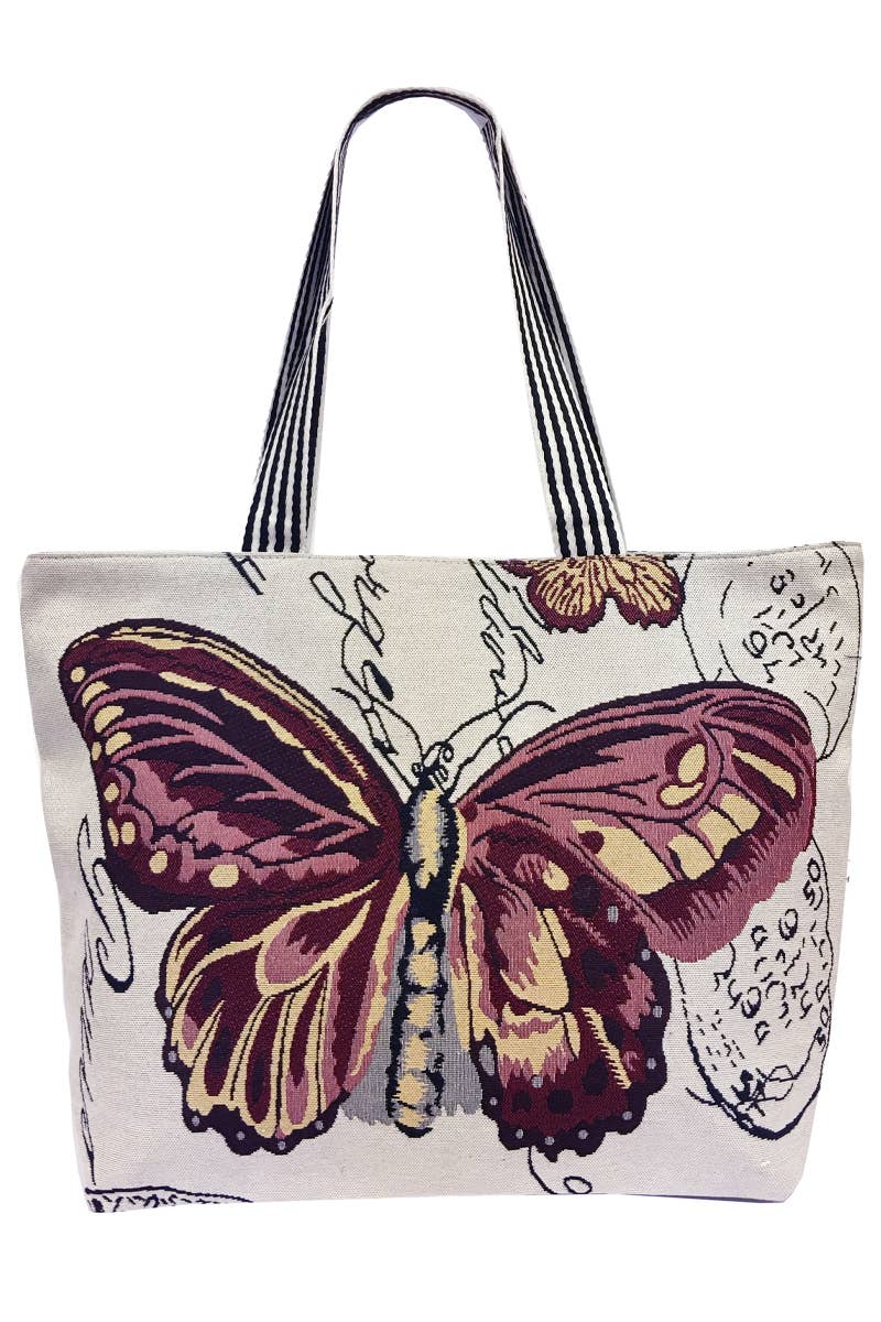 Butterfly Wonderland Tapestry Canvas Tote BLUE