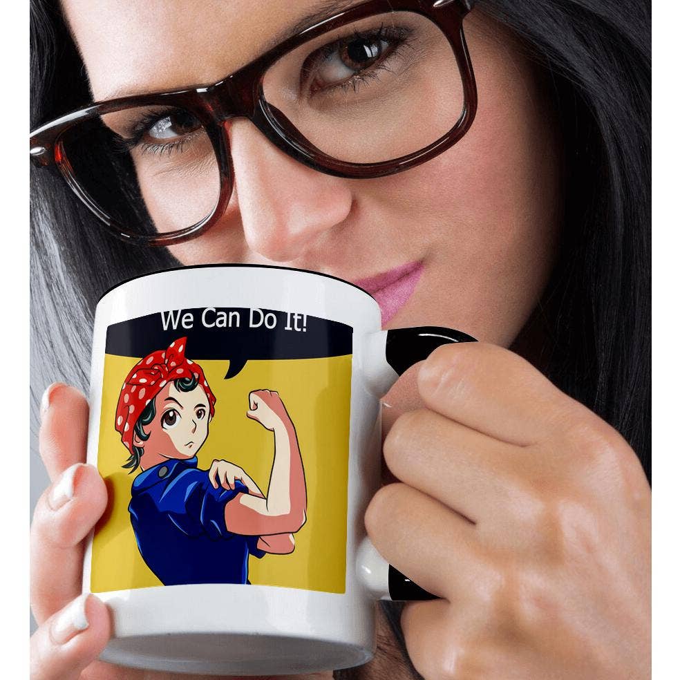 Rosie the Riveter Reimagined Magna Style Original Artwork Anime, Mug