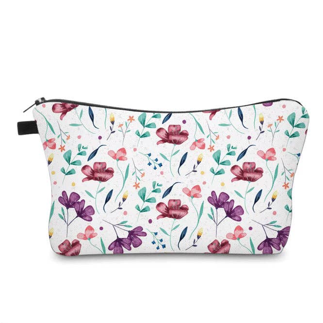 Pouch - Floral White Maroon Purple