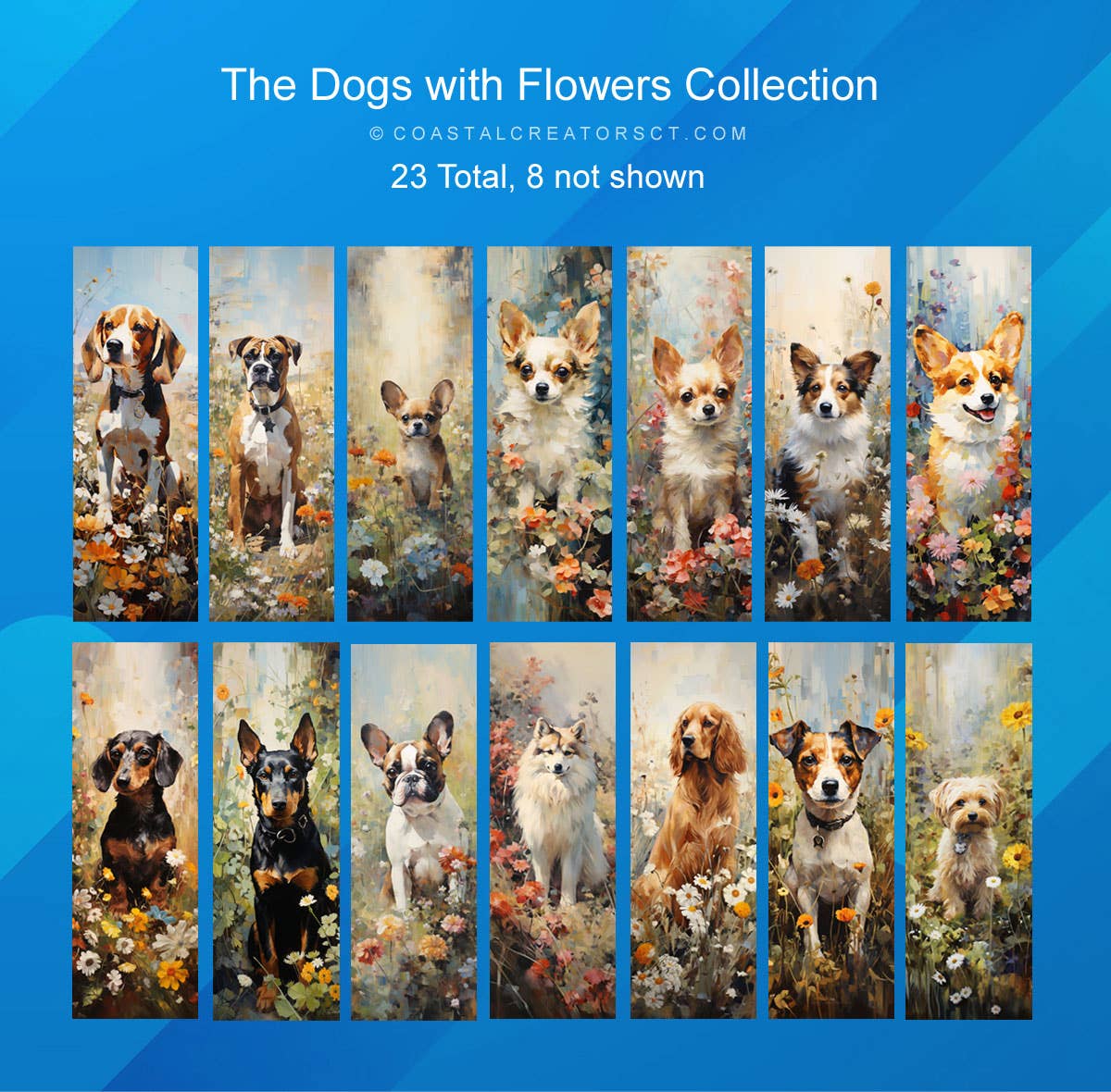 Chihuahua Dog with Flowers 2"x6" Glossy Laminated Bookmark