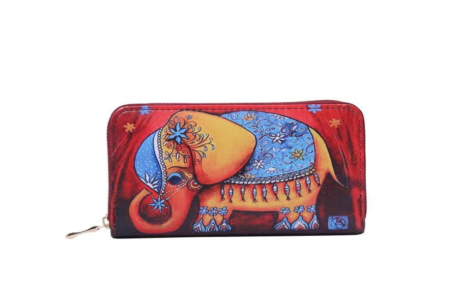 Lucky Elephant Print Ladies Wallet