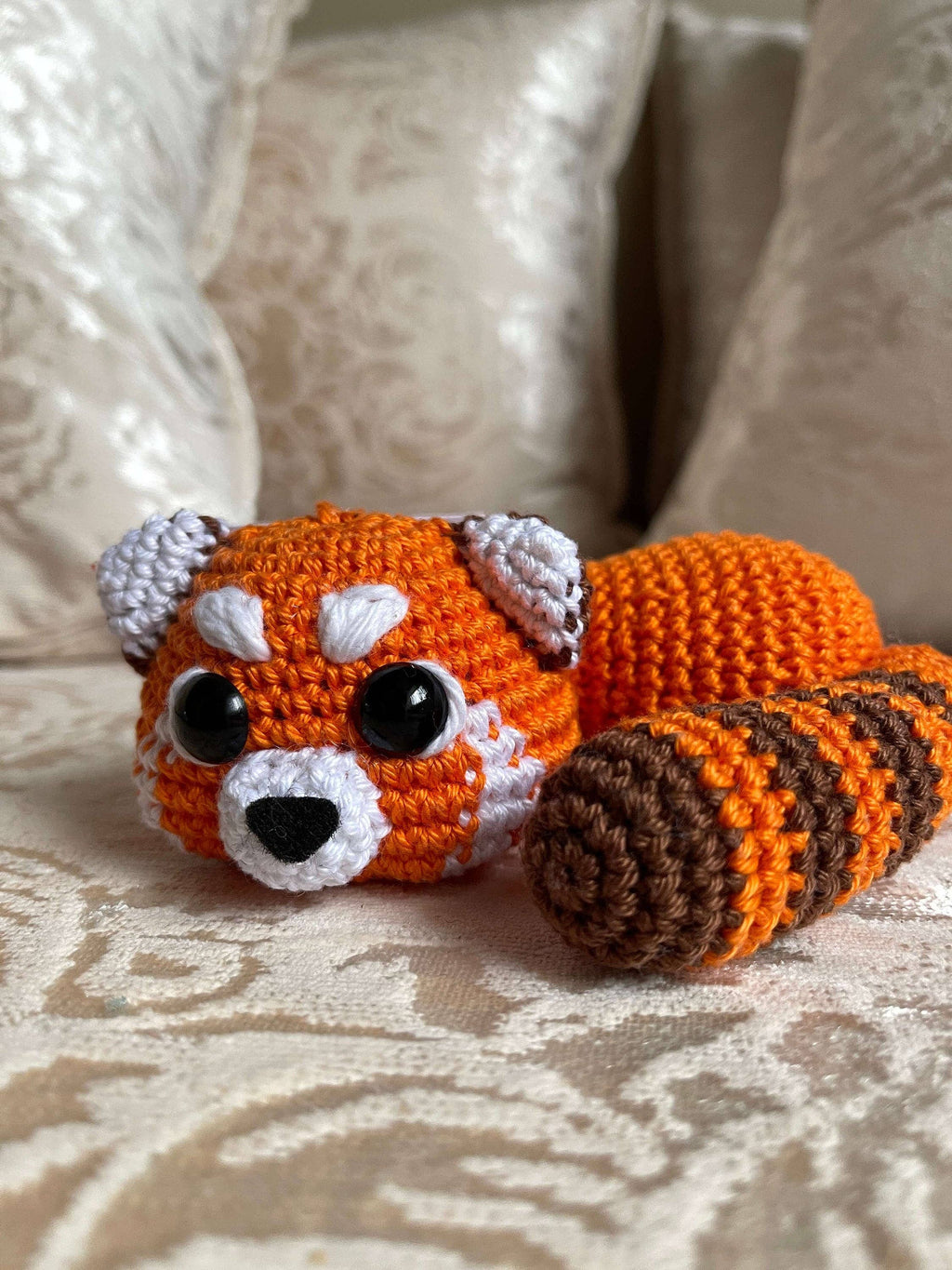 Crochet Sleeping Red Panda, Funny Panda Decoration