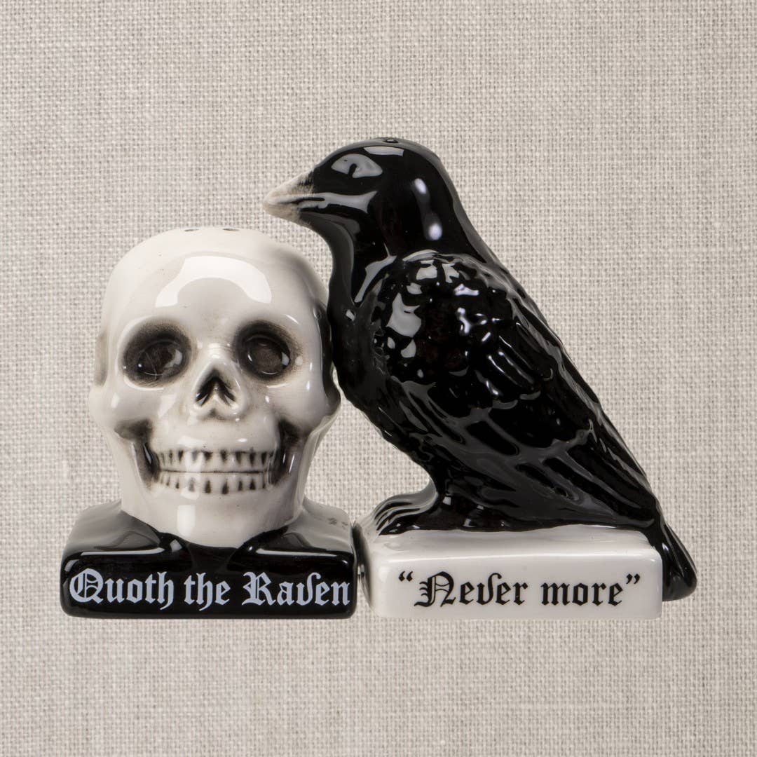 Quoth the Raven Edgar Allen Poe Salt and Pepper Shaker Set