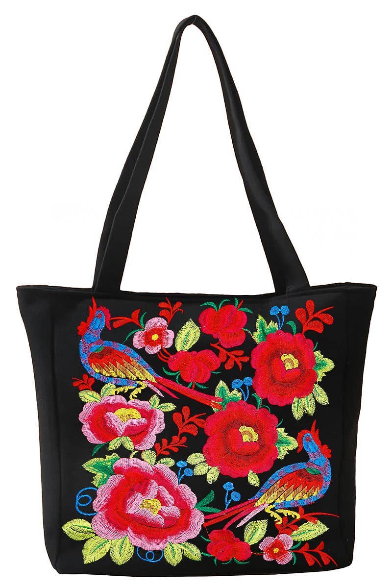 Huipil Floral Embroidered Tote